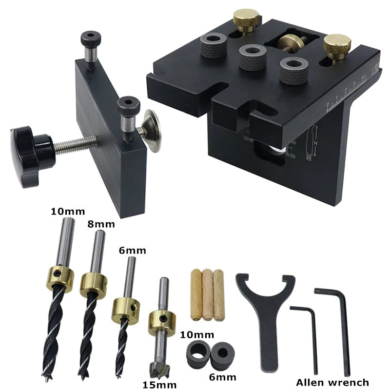 Kit de plantilla guía multifuncional para perforación de agujeros para madera 3 en 1