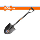 Pala de Punta Redonda con Mango Metálico. Long: 1000mm. Acero al carbono. 225mm x 295mm.