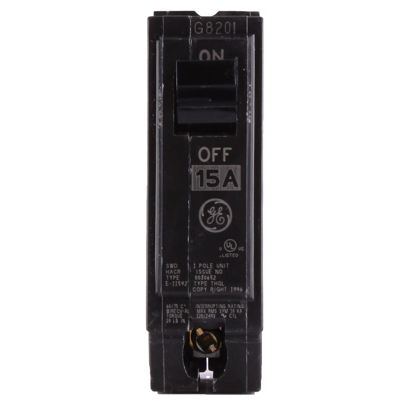 Breaker eléctrico 15 amperios de 1 polo, 120/240 V. General Electric (GE)