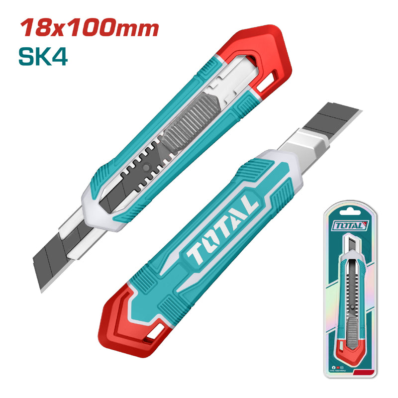 Exacto de 179mm. Con cuchilla de 18x100mm. Botón de empuje plano. 1 hoja de SK5 (THT519112)