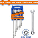 Llaves Inglesas Ratchet de 7 pzas. 8-19mm. Acabado pulido. Cr-V (Juego)