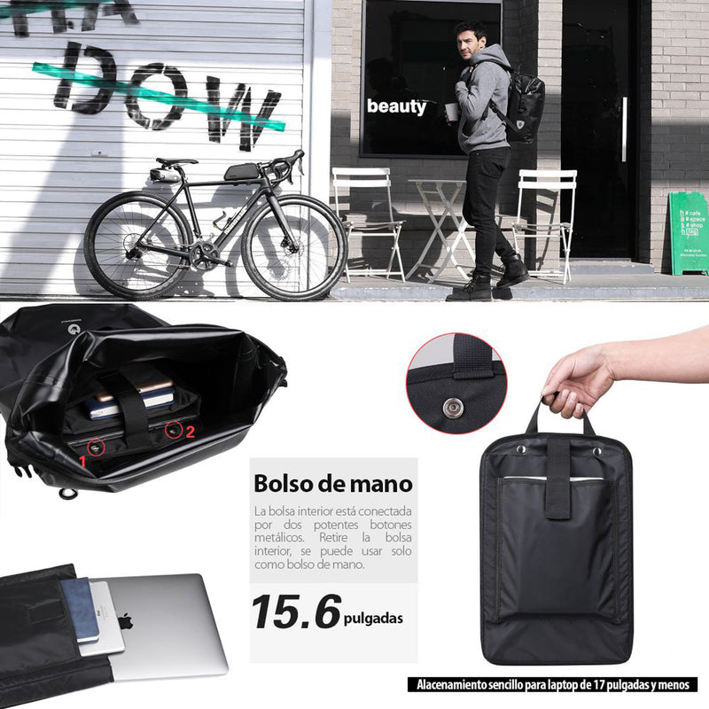 Bolso lateral para Bicicleta / motocicleta 27 L - Negro Rhinowalk