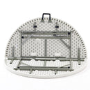 Mesa plástica plegable redonda 47" de diámetro (120 cm) (HDPE) con marco de acero revestido.