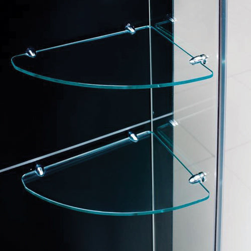 Soporte de repisas de vidrio tipo pelicano chico. Para vidrios de 3-12 mm.Brillante (p/pares)