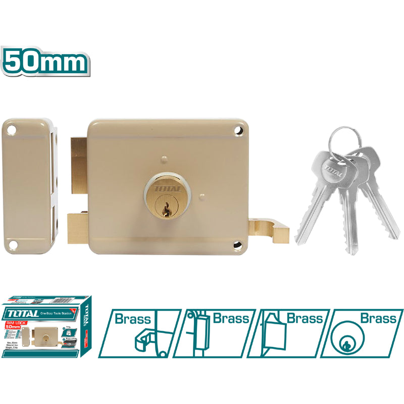Cerradura de sobreponer para puertas de madera. Izquierda de 50mm
