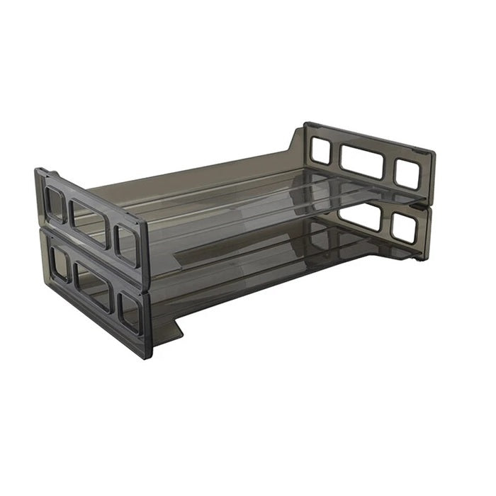 Bandejas plásticas ahumadas para escritorio, tamaño legal