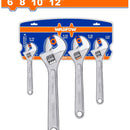 Llaves ajustables inglesas de 4 pzs. 6",8",10",12". Acero al carbono. Forjado. (Set)