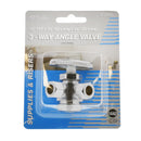 Llave de ángulo de 3 vías Compress 1/2" entrada x 3/8" x3/8" compress