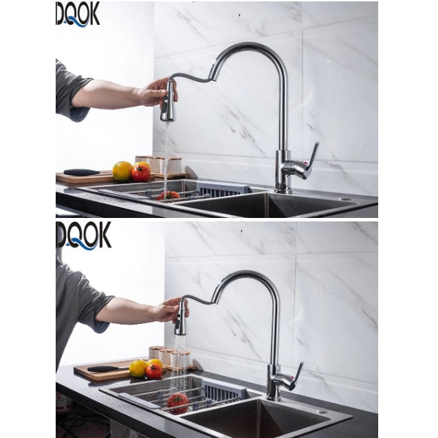 Grifo para Fregador de Cocina con manguera extraíble, Color Metal Cromado
