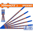 Hojas de Segueta 12" 65Mn,24TPI Set de 6 piezas.