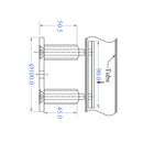 Anclaje de Plato Lateral, Acero Inoxidable 304, Satinado, Para tubo: Ø 42,4 mm - 1 1/2”, 2”.