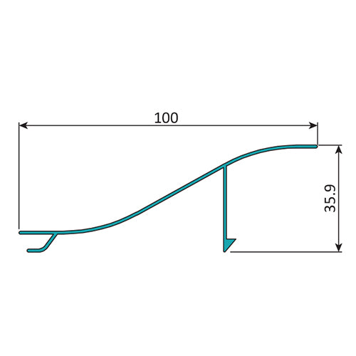 Lama de Louver en foma de Onda. Ancho 4" Espesor 1.0 mm. Largo 5.85 mts. Acabado Anodizado Bron