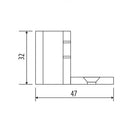 Soporte Vidrio a pared derecho.