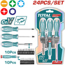 Juego de 24 piezas de destornilladores y puntas.