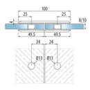 Clip vidrio-vidrio 180 Aleacion ZAMAC. Economico Acabado Satinado. Vida util 2-3 años