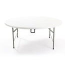 Mesa plástica plegable redonda 60" de diámetro (150 cm) (HDPE) con marco de acero revestido
