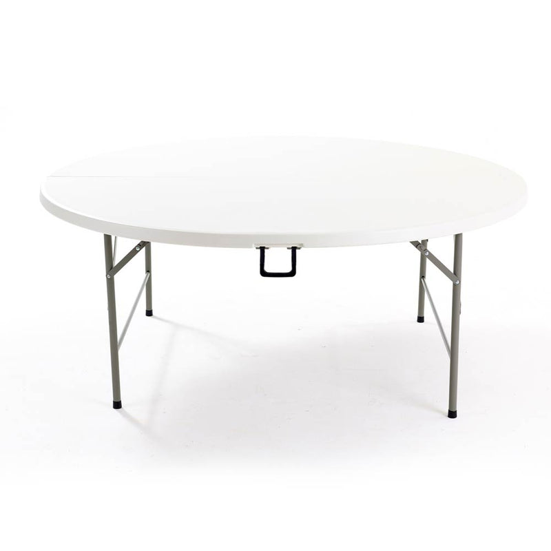 Mesa plástica plegable redonda 60" de diámetro (150 cm) (HDPE) con marco de acero revestido