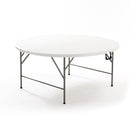 Mesa plástica plegable redonda 60" de diámetro (150 cm) (HDPE) con marco de acero revestido