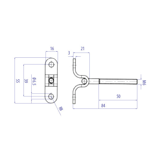 Soporte roscado para atornillar a muro. rosca Izquierda 316.