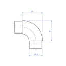Codo de 90. Para tubo de 1 1/2". Satinado Acero Inoxidable 304.