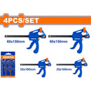 Prensas Sargento de Barra 4" y 6". Cuerpo de plástico duro. Barra acabado negro. Set 2 c/u