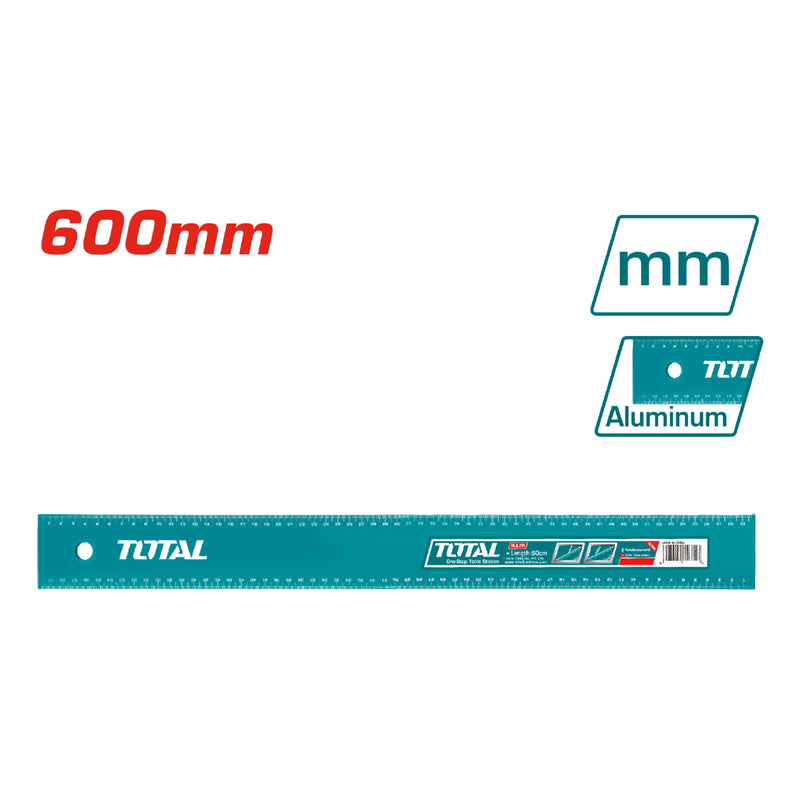 Regla de Aluminio anodizado. Tamaño: 60x5cm.