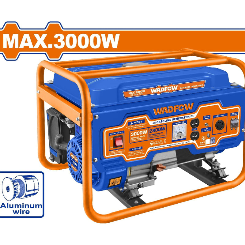 Generador a Gasolina 3000W 110-120V Frec. salida: 60Hz. Veloc. Nominal: 3600rpm. Motor: 4 tiempos. Planta