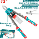 Remachadora 13". Para remaches 3.2mm,4mm,4.8mm,6.0mm en Aluminio, Acero y Acero Inoxidable.