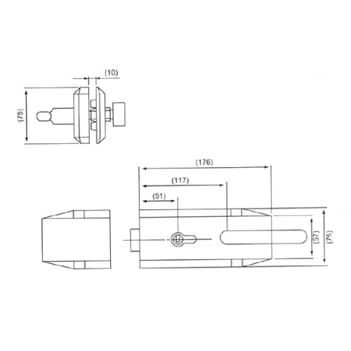 Cerradura de manigueta con recibidor. Brillante