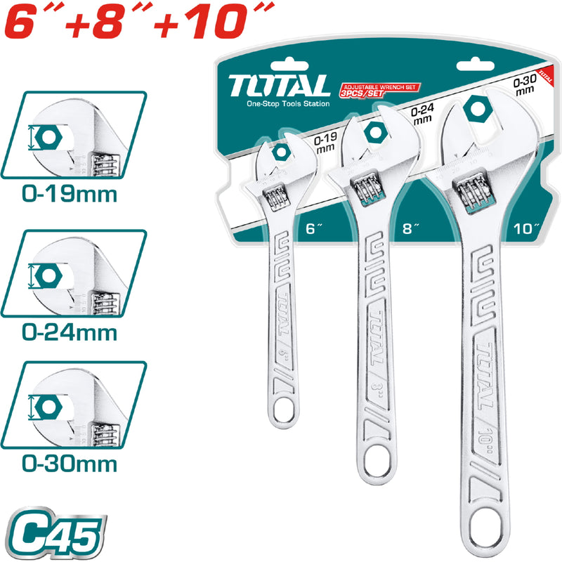 Juego de llaves ajustables de 3 piezas