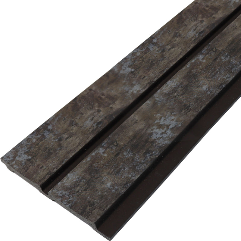 Lámina acanalada decorativa PS Dark old wood 12x120x2900 mm