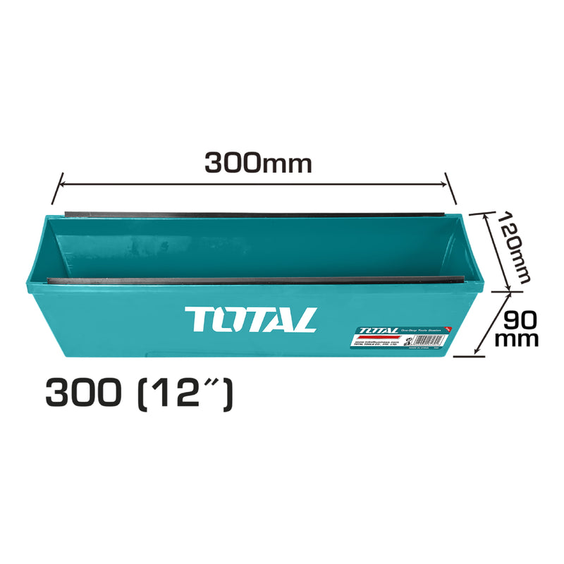Cubeta de Plastico rectangular para drywall de 305 x 120 x 90 mm. Con limpiadores laterales de acero