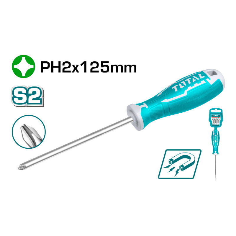 Destornillador de estrella PH2. Diam. 6.0 mm. Largo 125 mm.