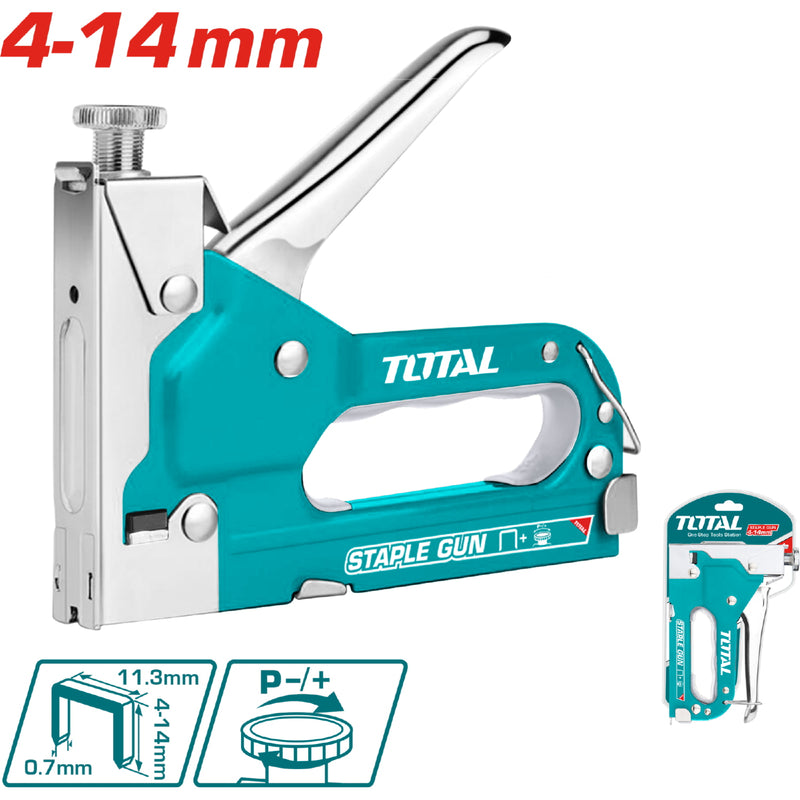 Grapadora industrial con fuerza ajustable, Grapas (11.3mm) largos 4-14mm.