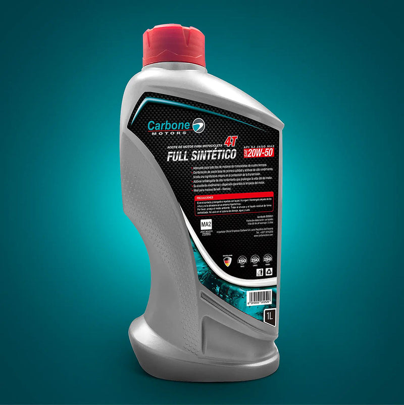 ACEITE PARA MOTO 20W-50 API SJ JASO MA2 FULL SINTETICO PARA MOTOCICLETAS 4T ( 1 LT ).