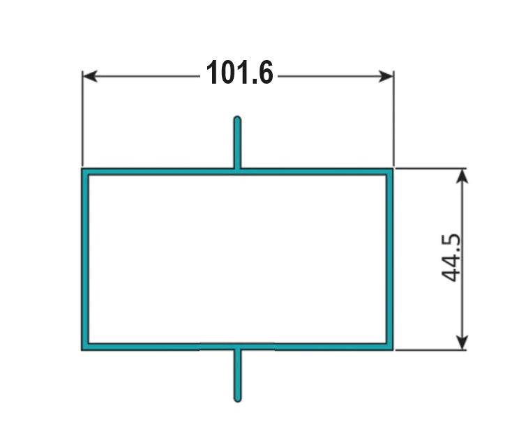 Perfil Marco Fijo 4" x 1 3/4"  Cerrado Doble Aleta Descentrada 1.8 mm L=5.85 m Lacado Blanco