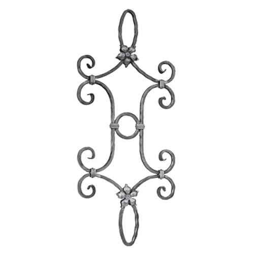 Rosón artístico de hierro forjado Barra cuadrada 12 x 12 mm; 900 x 385 mm