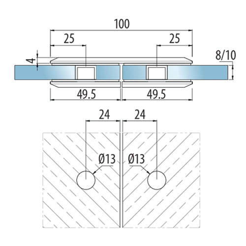 Clip vidrio-vidrio180 Aleacion ZAMAC. Economico Acabado Brillante. Vida util 2-3 años