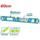 Nivel de burbuja digital, Aluminio 1.5mm de espesor, Longitud: 60 cm.