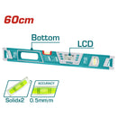 Nivel de burbuja digital, Aluminio 1.5mm de espesor, Longitud: 60 cm.