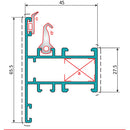 Pilastra Marco Fijo Ventana. Espesor 1.4 mm. Largo 5.85 mts. Acabado Lacado Gris Oscuro Texturizado.