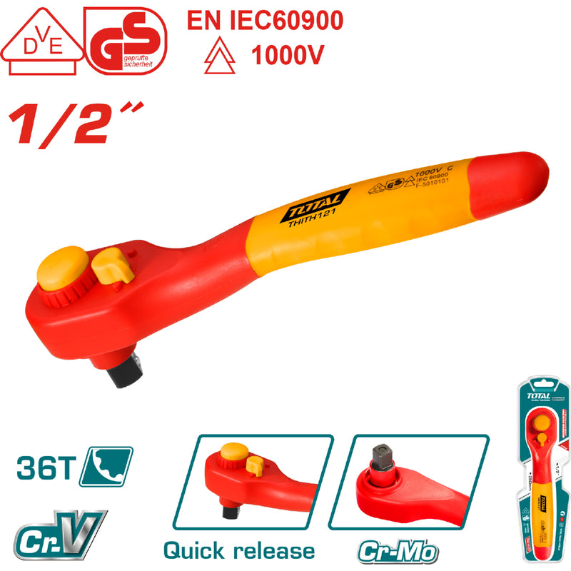 Ratchet de 1/2" 45T 250mm largo, Aislado.EN60900