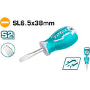 Destornillador corto de paleta. SL 6.5mm. Diametro: 6mm Largo 38mm.