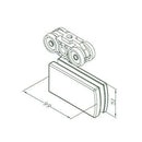 Bisagra guia con ruedas Sistema Plegable. Satinada para vidrios 10-12 mm