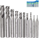 Fresas punta cuadrada rectificadoras de acero de alta velocidad HSS 4, de vástago recto. (Set de 10 pcs)
