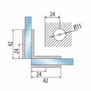 CONECTOR VIDRIO 90º BRILLANTE. ALTA CALIDAD. 10 AÑOS DE GARANTIA.