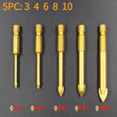 Juego de 5 brocas punta flecha 3 4 6 8 10mm para baldosas, azulejos y vidrio Revestidas en titanio