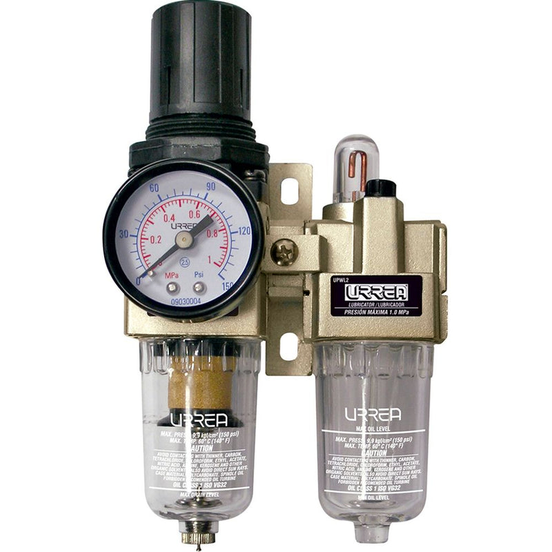 Filtro regulador y lubricador de aire 1/4" NPT Urrea