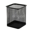 Porta lápiz o lapicero de malla metálica, cuadrado, color negro