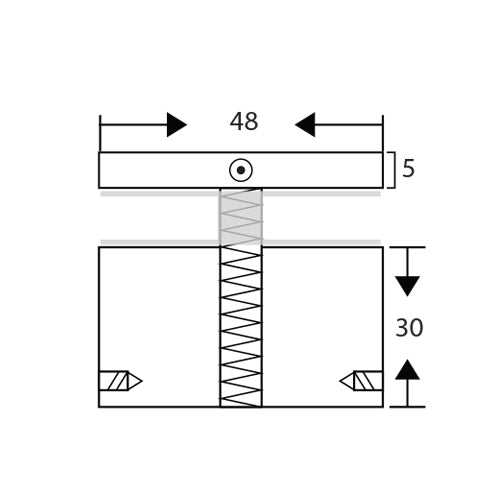 (NX48 * 30) BOTON DE 2" PARA BARANDAS VIDRIO. ACABADO BRILLANTE